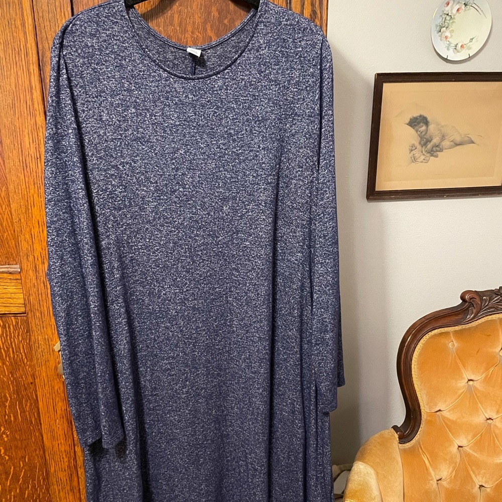 Old Navy Plush-Knit Swing Dress in Navy Heather